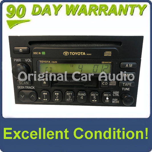 1990 - 2004 TOYOTA 4Runner Avalon Camry Celica Mr2 Sequoia Solara Sienna Tacoma Tundra T100 OEM AM FM Radio Cassette Tape CD Player A56410 34243 Green LCD