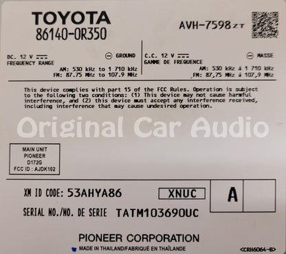 Refurbished 2019 - 2022 Toyota Rav4 OEM Navigation Touchscreen Display Gracenote Entune AM FM XM Radio