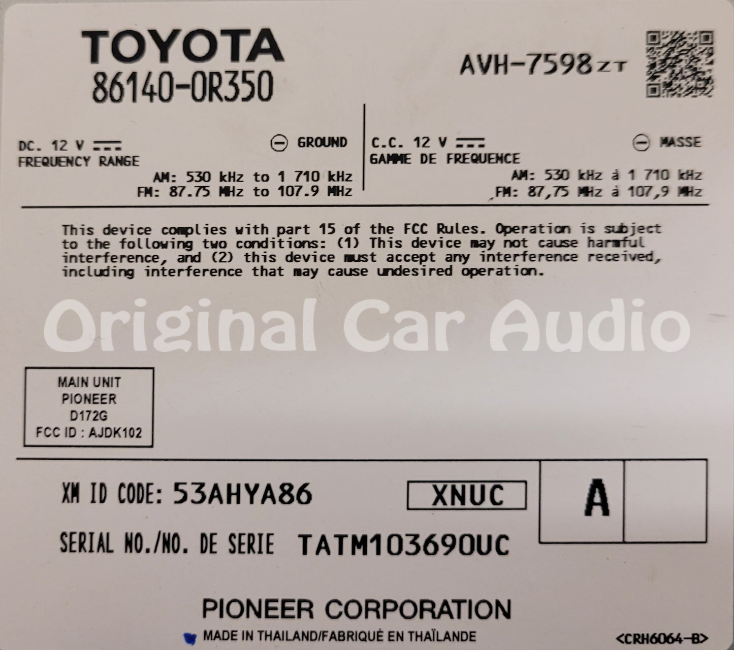2019 - 2022 Toyota Rav4 OEM Navigation Touchscreen Display Gracenote Entune AM FM XM Radio