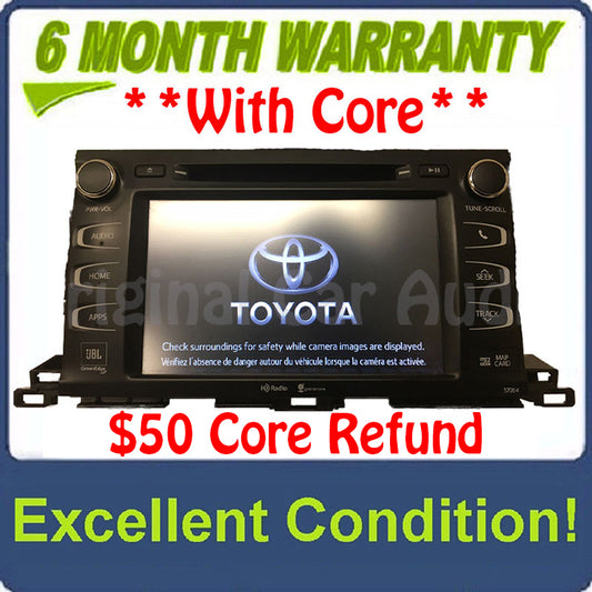 2014 2019 Toyota Highlander OEM Gracenote Navigation GPS HD Bluetooth Radio Receiver AM FM CD Player 57064