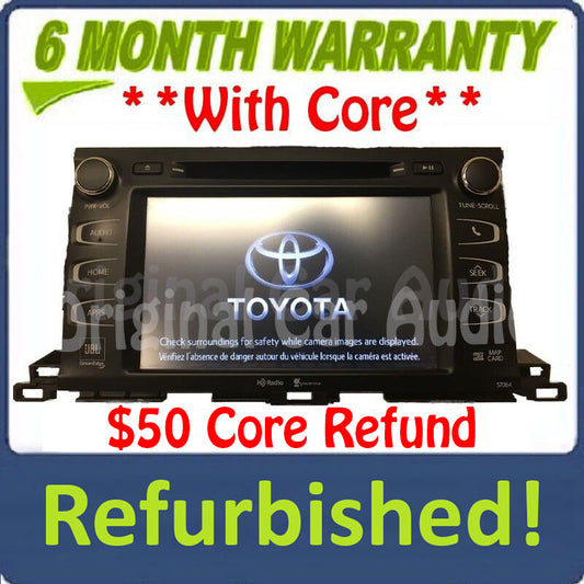 Refurbished 2014 - 2019 Toyota Highlander OEM Gracenote Navigation HD Radio Receiver 57064