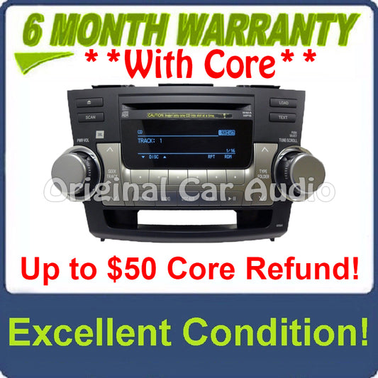 2008 - 2012 TOYOTA Highlander JBL Factory OEM Radio 6 Disc MP3 CD Player A518AY