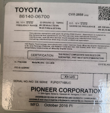 Refurbished 2015 - 2017 Toyota Camry OEM AM FM XM HD Touch Screen JBL Radio Gracenote P11223