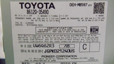 2010 - 2014 Toyota 4Runner Radio AUX CD Disc Player P1850/P1851