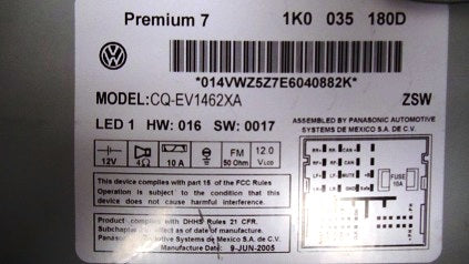 2005 - 2009 VW VOLKSWAGEN Golf GTI Jetta Passat Rabbit EOS OEM Radio 6 Disc Changer MP3 CD Player Receiver