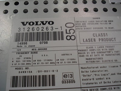 05 06 07 08 Volvo HU-850 S80 Radio 6 Disc CD Changer Player OEM RDS 2005 2006 30737705-1