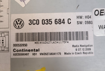 Refurbished  2010 2011 2012 2013 2014 Volkswagen OEM RNS-510 Navigation GPS Touch Screen Radio AM FM MP3 CD Player Bluetooth