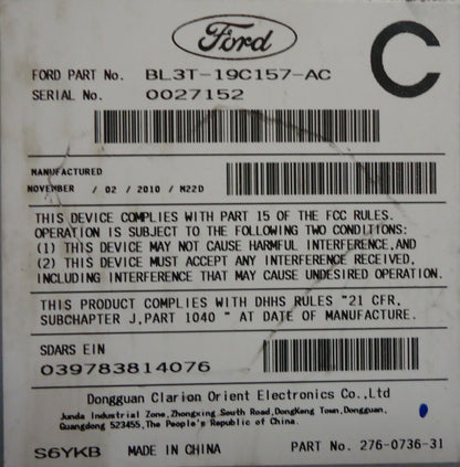 2011 - 2014 FORD OEM F150 Raptor Factory Stereo AM FM Satellite RADIO MP3 CD Player