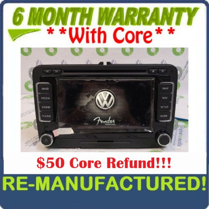 Remanufactured 2010 - 2015 Volkswagen VW Jetta Passat OEM Fender Premium Sound RNS-510 Navigation GPS Touch Screen Radio Receiver