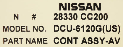 2006 2007 NISSAN Murano Pathfinder Armada Titan INFINITI QX56 A/V Audio Visual Display Control Unit Module