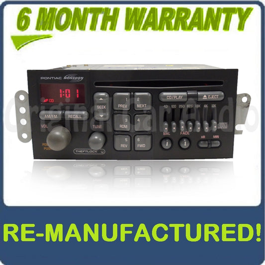REMANUFACTURED 1996 1997 1998 1999 2000 2001 2002 GMC Pontiac Grand Prix Firebird Radio and CD  Player 98 99 00 01 02