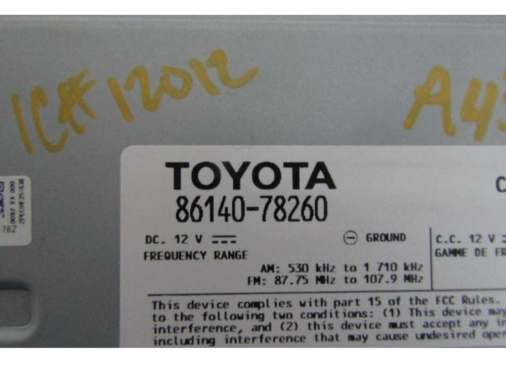 2018-2019 Lexus NX300 AM FM CD Radio Receiver OEM