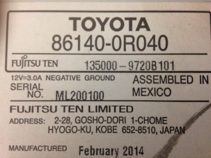 Refurbished 2013 - 2015 Toyota Rav4 JBL OEM AM FM Entune Touch Screen Bluetooth Unit 100074