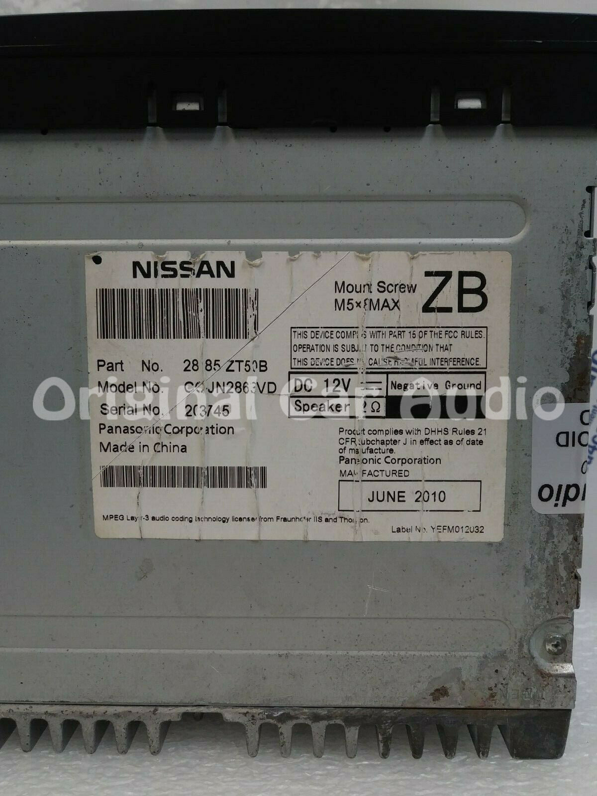 2009-2012 Nissan Sentra OEM IPOD Radio CD Player AM FM Aux 28185 ZT50B