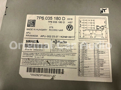 2015 Volkswagen Touareg OEM Touch Screen Sirius Radio Stereo 6 Disc Changer RCD-550