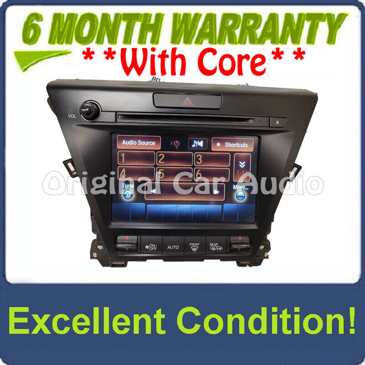 2018 - 2020 ACURA MDX OEM AM FM Radio Audio Media Receiver w/ A/C Control 39540TZ5B520, 39540 TZ5 B520, 39540-TZ5-B520