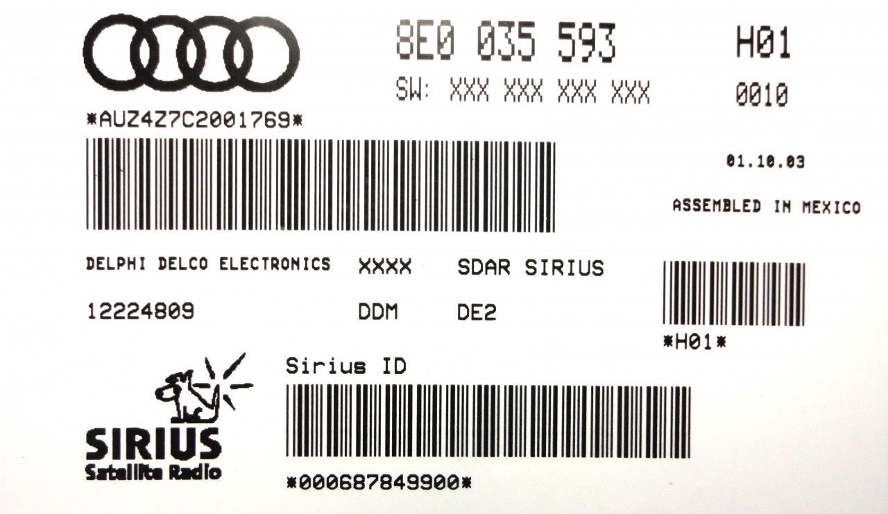 AUDI VW VOLKSWAGEN Sirius Satellite Radio Receiver Tuner Module SAT 8E0 035 593