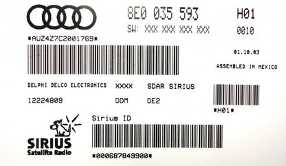 AUDI VW VOLKSWAGEN Sirius Satellite Radio Receiver Tuner Module SAT 8E0 035 593
