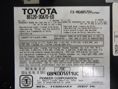 2007 LEXUS OEM Mark Levinson Stereo SAT Radio Tape Cassette CD Player P1504
