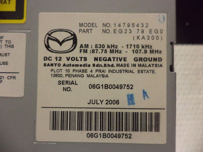 2008 Mazda CX7 OEM Factory Stereo AM FM SAT Radio 6 Disc Changer MP3 CD Player