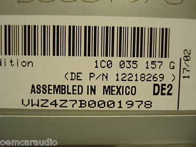 VW VOLKSWAGEN Beetle Bug AM FM Radio Tape Cassette Player Monsoon 1C0035157G 1998 1999 2000 2001 2002 2003 2004 2005 2006 2007 2008 2009 2010