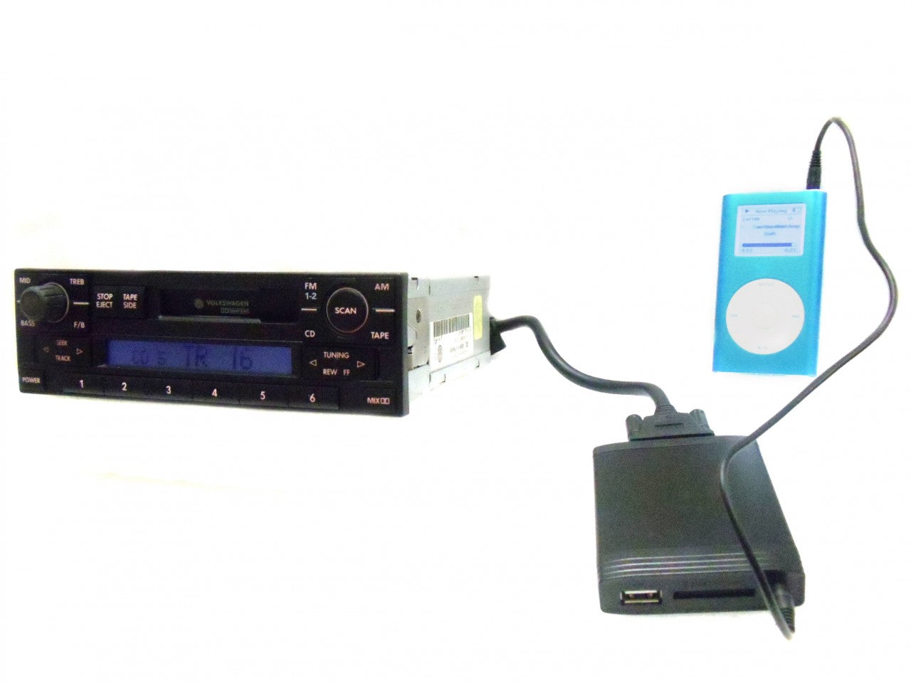 VW Volkswagen Golf Jetta Beetle Passat Auxiliary AUX Adapter iPod iPhone iPad MP3 USB SD 8 Pin